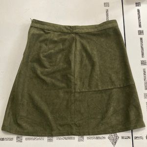 Sans Souci Suede Olive Green Midi A-line Skirt  Size Medium
